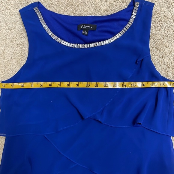 S Levine Rhinestone Neckline Tiered Ruffle Tank Blouse Bright Lapis Blue Size L - Picture 7 of 10